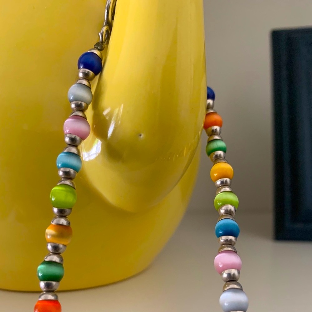 ❣️Necklace and Bracelet set. Designer multi color beads and sterling silver